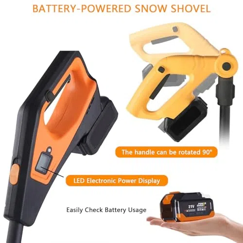 Pala da neve elettrica senza fili, potente spazzaneve a batteria con manico regolabile, include 2 batterie ricaricabili e caricabatterie rapido per la rimozione della neve