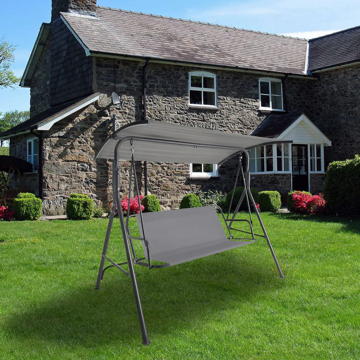 Copertura di ricambio per dondolo da giardino, in tessuto Oxford 600D, resistente e 600D, per dondolo da esterno, universale, 138x48x48 cm, colore: grigio
