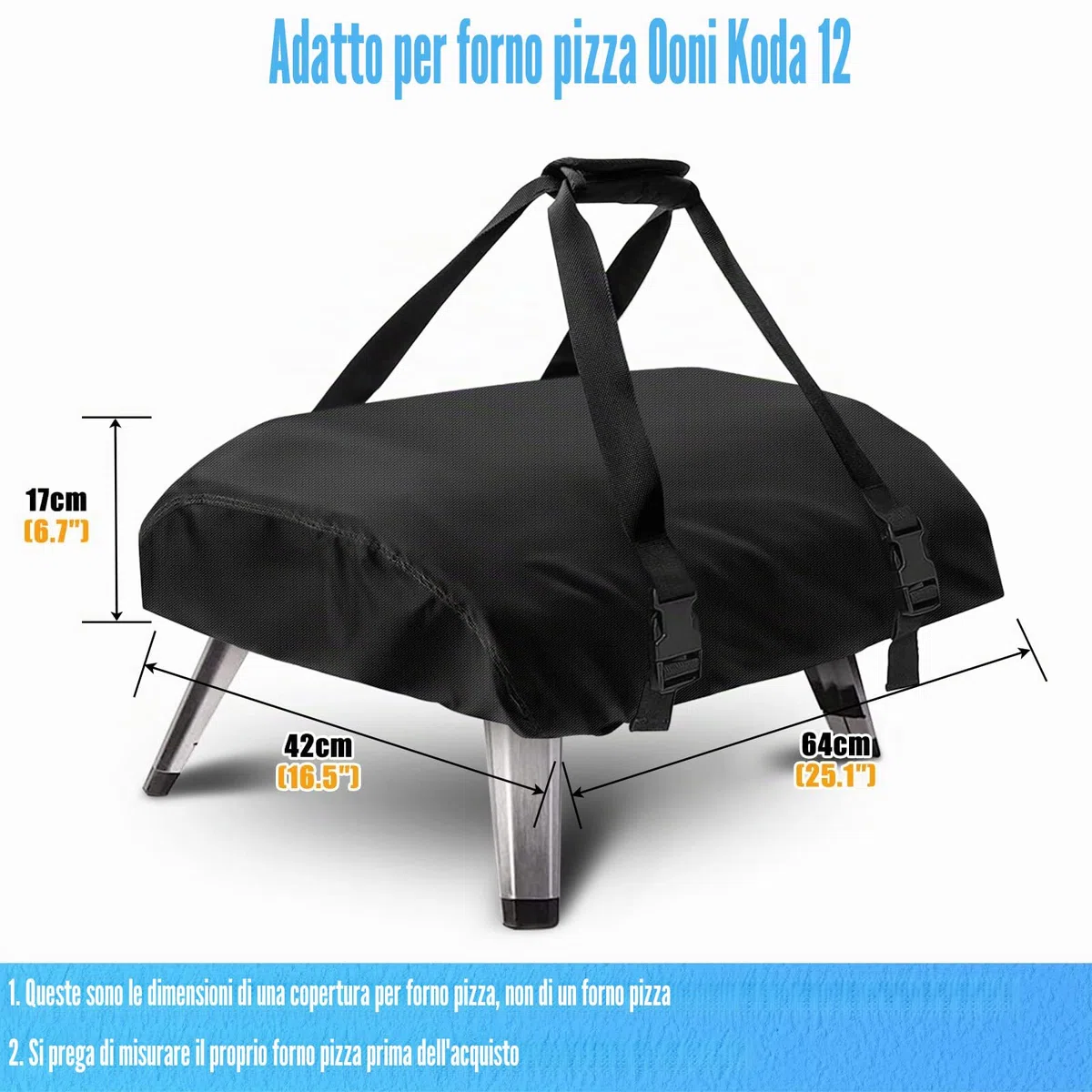 Kovshuiwe Carry Cover for Ooni Koda 12 Gas Pizza Oven, Outdoor Pizza Oven, Waterproof 600D Oxford Fabric, Pizza Oven Cover Accessories (25.2"x16.5"x6.7")