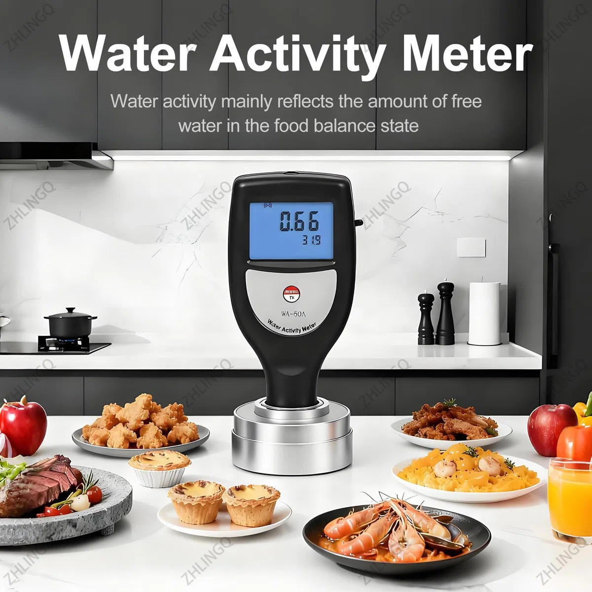 Misuratore di attività dell'acqua, tester portatile AW con LCD retroilluminato, precisione 0,02 aw per test di laboratorio alimentare e sul campo, USB+Bluetooth
