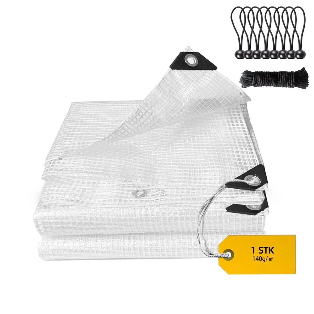 Telo impermeabile 2x4m, resistente all'inverno, 140g/m², trasparente, con occhielli per piante, mobili, barca, camion, legna da ardere