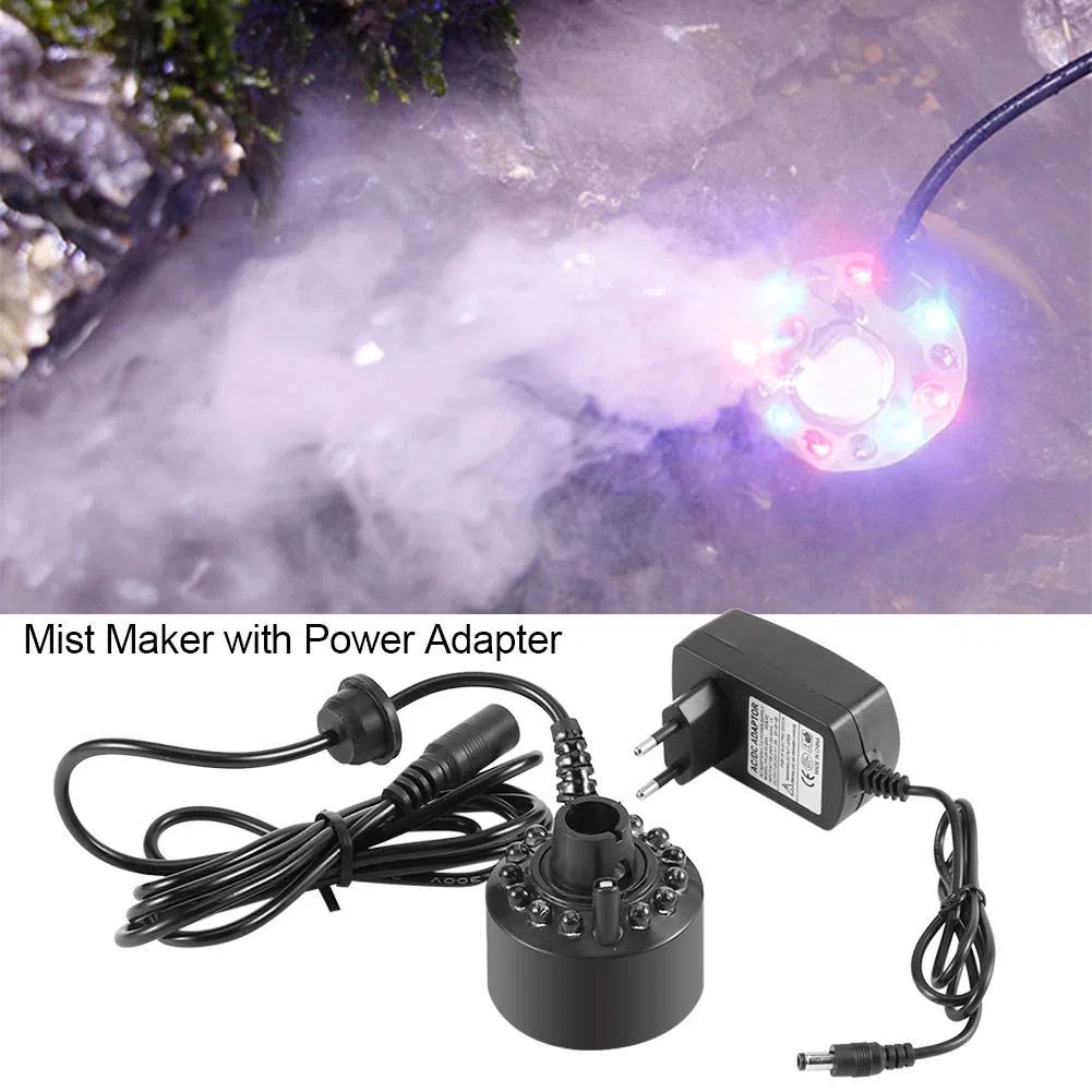 Haofy Atomizzatore per Creatore di Nebulizzazione d'Acqua 12LED - Adatto per Serbatoi di Piscine da Interno [EU Plug]