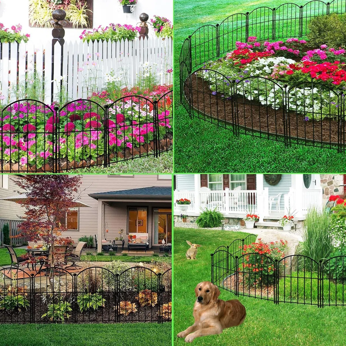 Recinzione Giardino Metallo Decorativo 32x43 cm – 10 Pannelli Piegevoli per Aiuole, Cortile e Barriera Animali