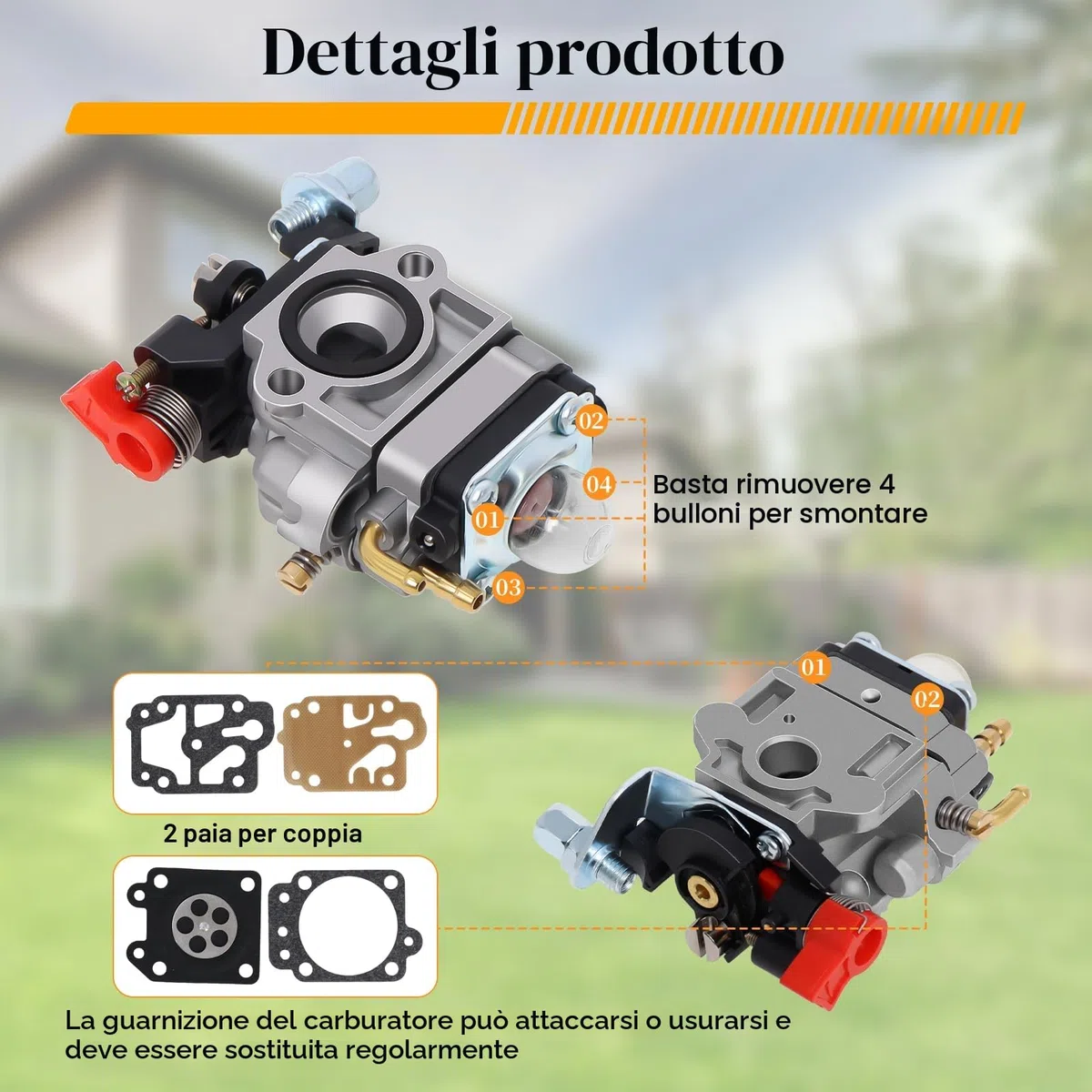 Carburatore Compatibile con Walbro Tipo WYJ 26cc-33cc Decespugliatori e Rasaerba con Pompa Primaria Distanziale Set di Tubi Carburante Spostamento Poweka