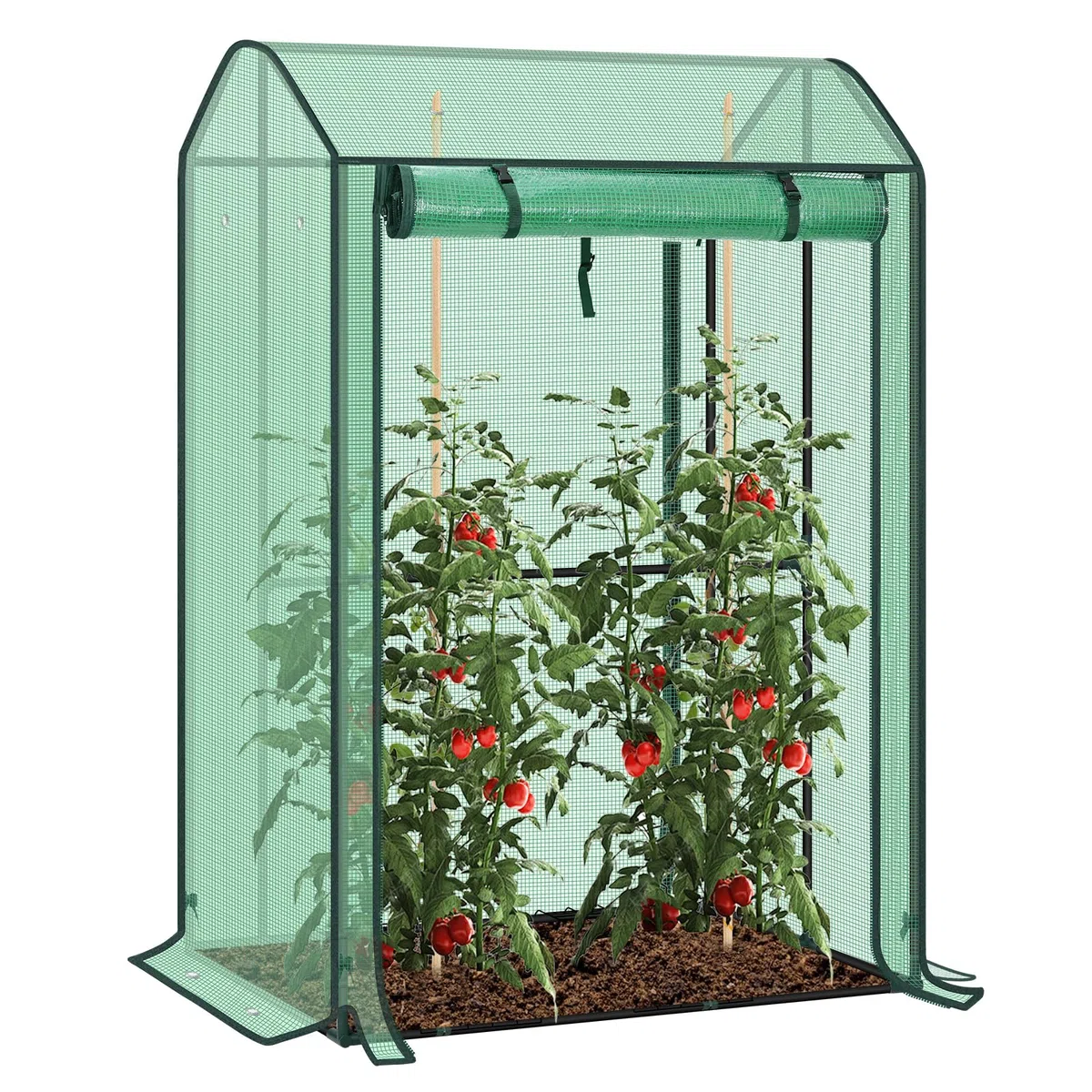 WOLTU Serra da Giardino con Porte Avvolgibili, Serra da Balcone, Telo in Rete PE 140 g/m², per Piante Idrorepellente a Fori Rotondi per Piantare Pomodori Rampicanti e Altro, Verde