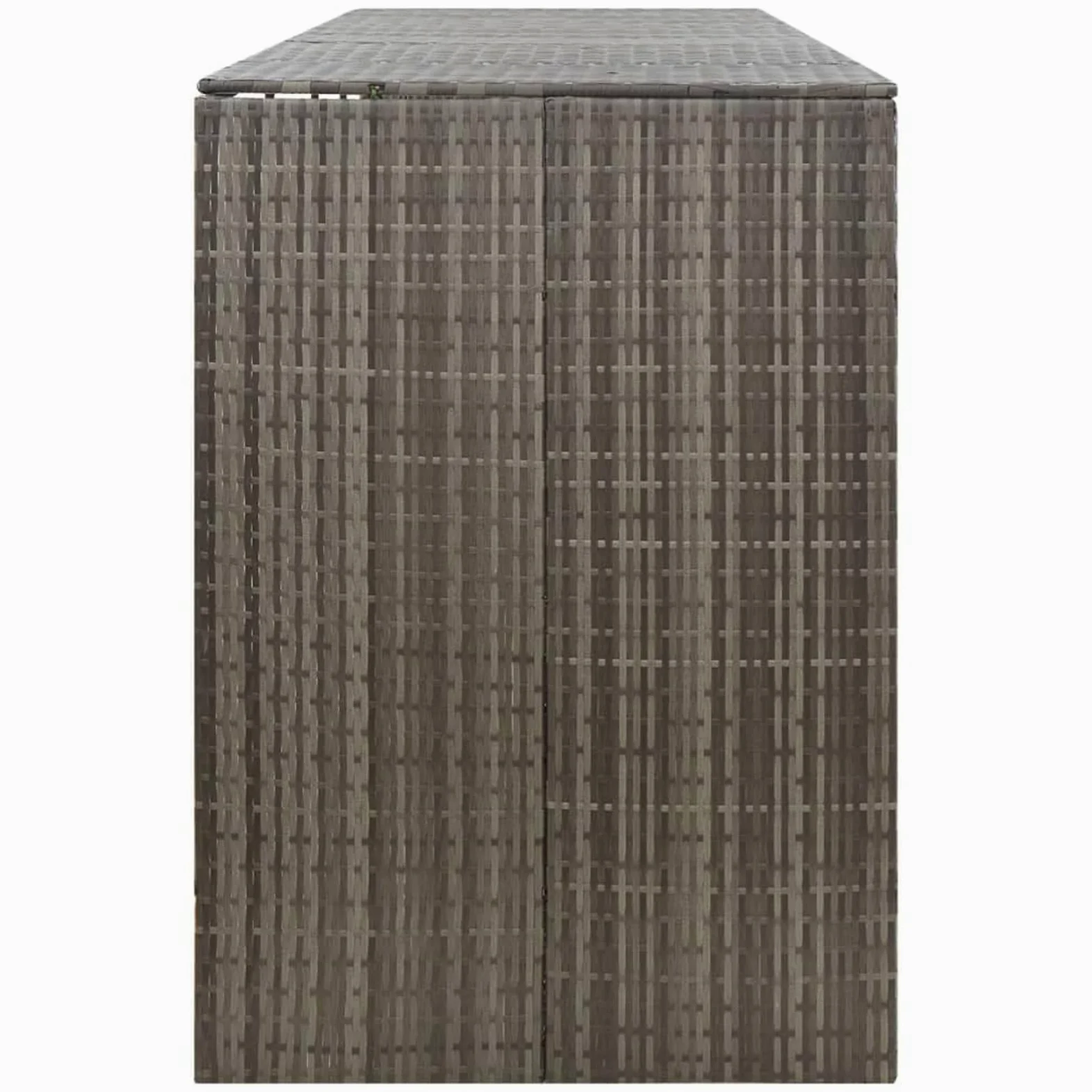 IKAYAA Copri bidoni Spazzatura Esterno 4 posti Bidoni Differenziata Esterno Nascondi bidoni immondizia Esterno Copertura per Bidone in Polyrattan-Grigio-4 Bidoni
