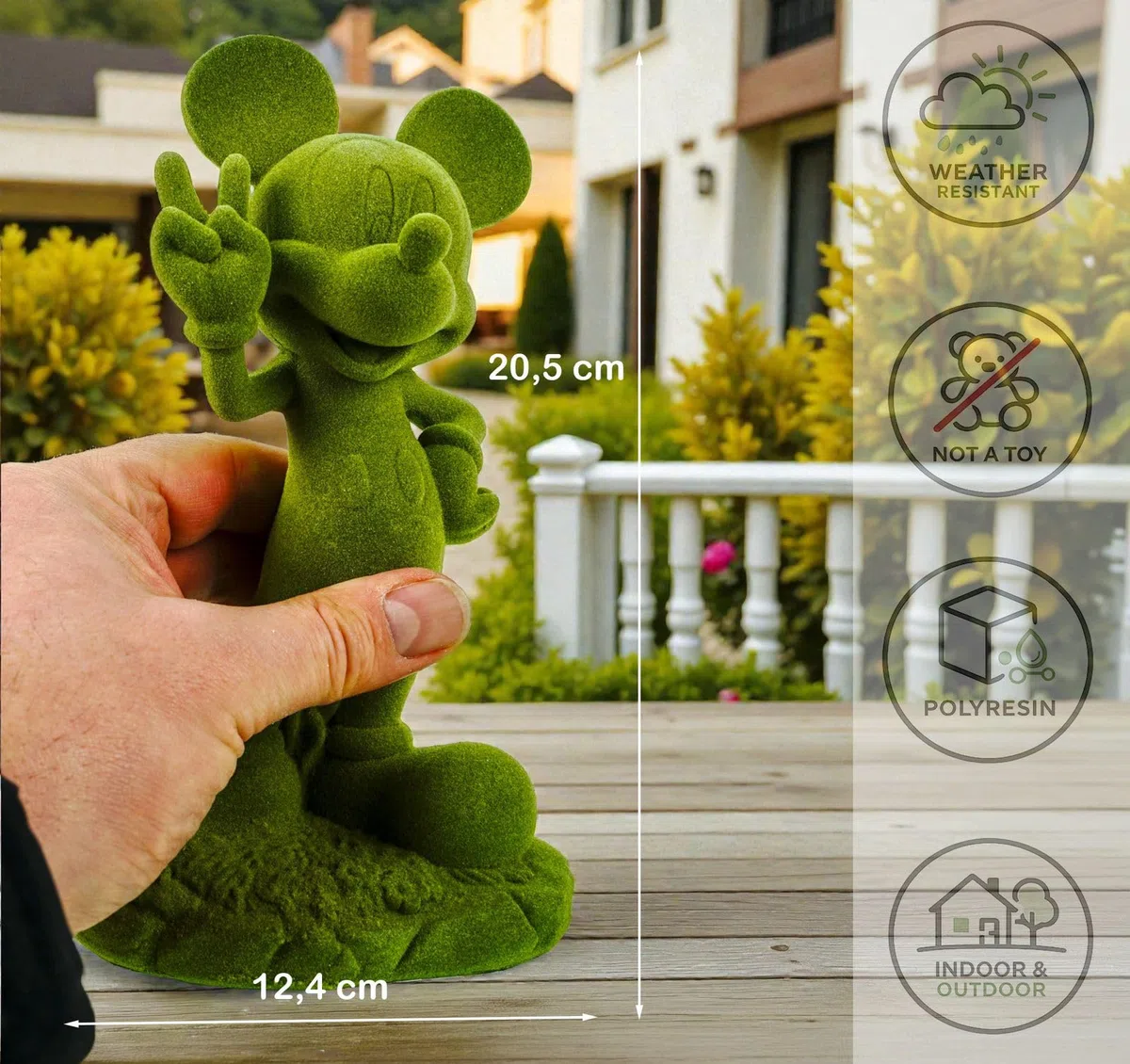 Mickey Mouse - Statuetta decorativa da giardino in poliresina, 20,5 cm, con licenza ufficiale, resistente alle intemperie, per giardino, balcone e soggiorno, elegante idea regalo