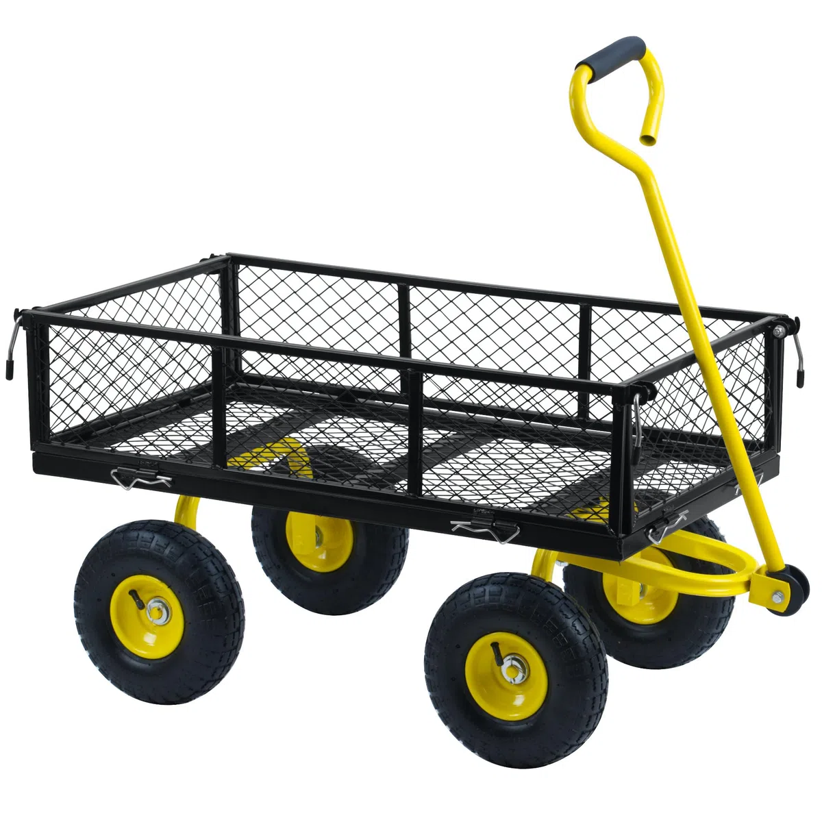 Zelsius Carretto | 350 kg di portata: 75 litri | Nero/Giallo | Carrello da giardino | Carrello da giardino | Carrello pneumatico a mano | Carrello pieghevole a mano per giardinaggio