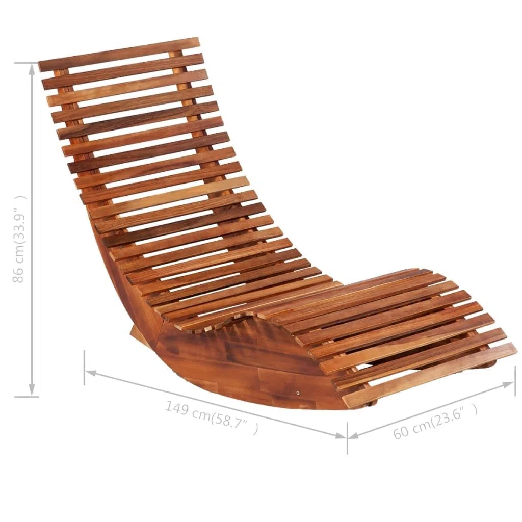 vidaXL 2X Sedie a Sdraio a Dondolo Stile Rustico Robusti Ergonomici Lettino Prendisole per Interni e Giardino Finitura ad Olio Legno di Acacia