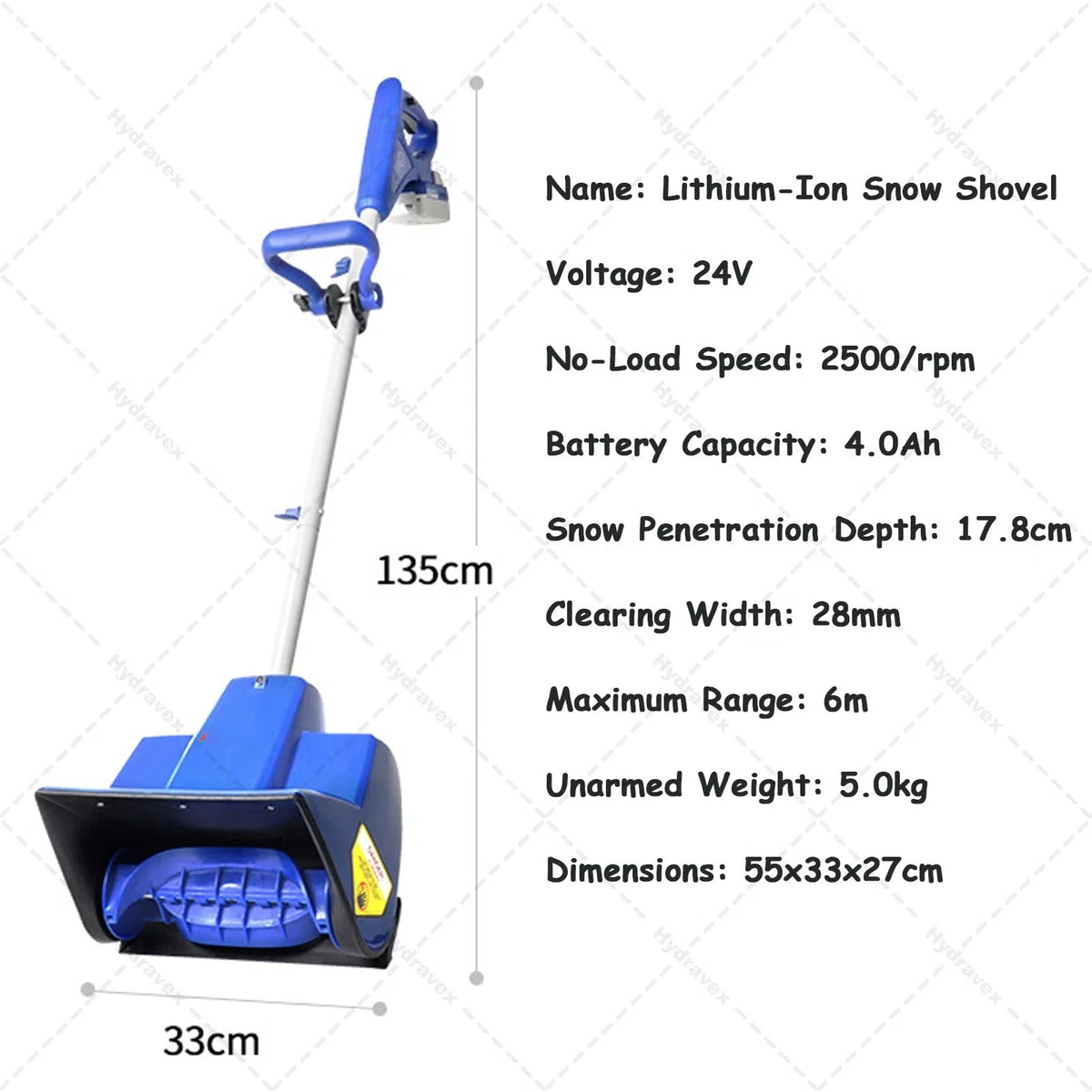 Pala da neve elettrica senza fili, leggera e pieghevole, con batteria e caricabatterie rapido per una facile rimozione della neve