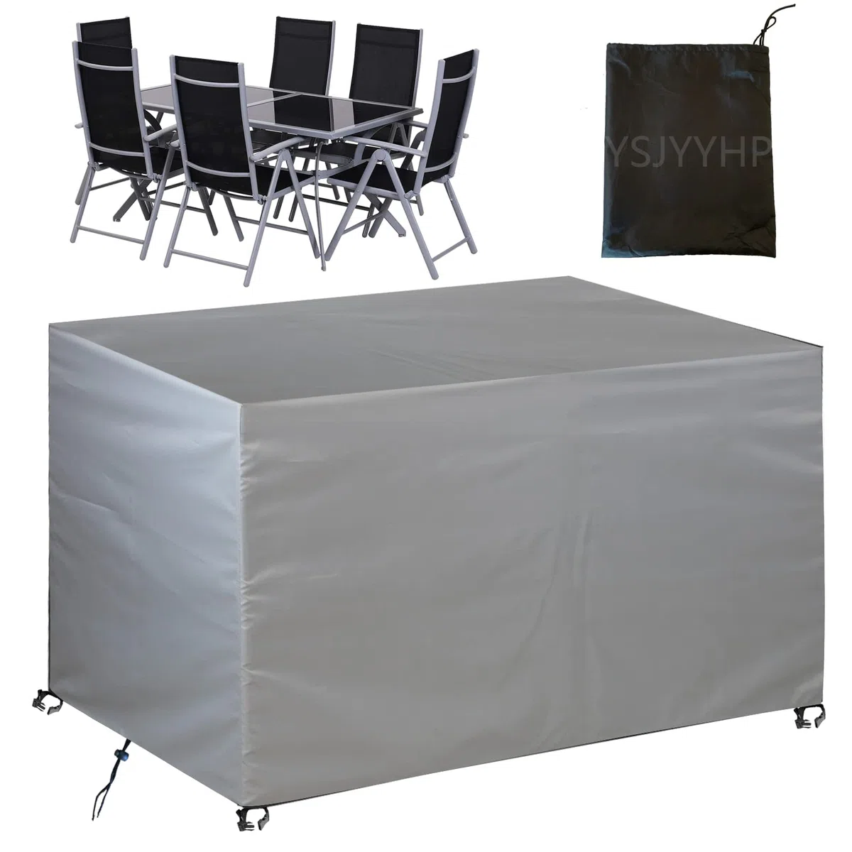 Copertura Tavolo Esterno Impermeabile,150x130x95cm Rettangolare Copertura Mobili Giardino,Telo Copri Tavolo Giardino Oxford 420D,Telo Protettivo per Tavolo e Sedie da Esterni