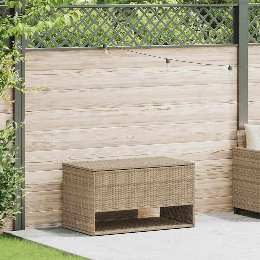 Cassapanca per cuscini da esterno beige 100 x 55 x 55,5 cm polyrattan, scatola di immagazzinaggio degli attrezzi da giardino per esterni, balcone o terrazza
