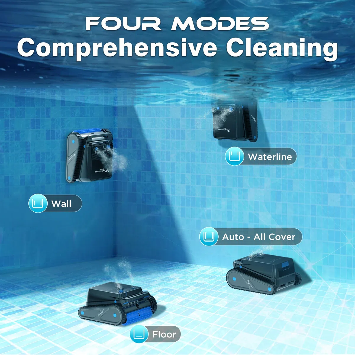 (2026 Nuovo) EVERCROSS BOT Robot Piscina Senza Fili con App, Pulizia Fondo, Pareti e Linea Acqua, 120 Min, 4 Motori, Ritorno Automatico, fino a 200 m²