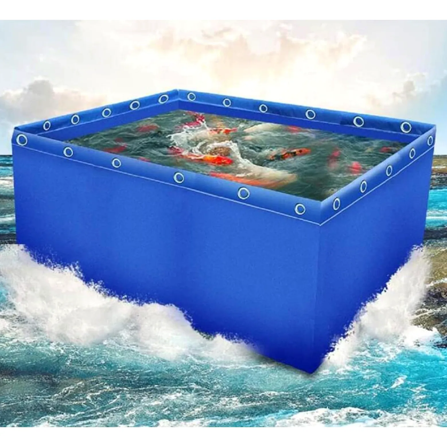 Laghetto per pesci in PVC fuori terra - Acquario portatile da interno per giardino ed esterno, ideale per pesci e piante acquatiche