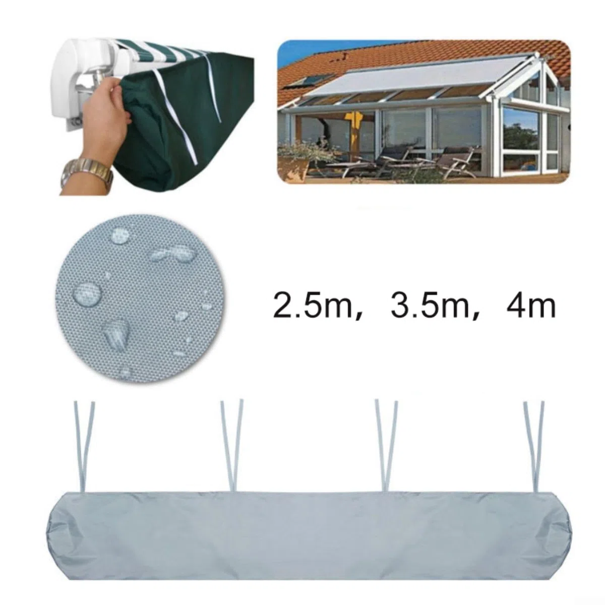 Copertura per tenda da sole per esterni, in tessuto Oxford, impermeabile, protezione dal sole per giardino, terrazza, balcone, multiplo (4 m)