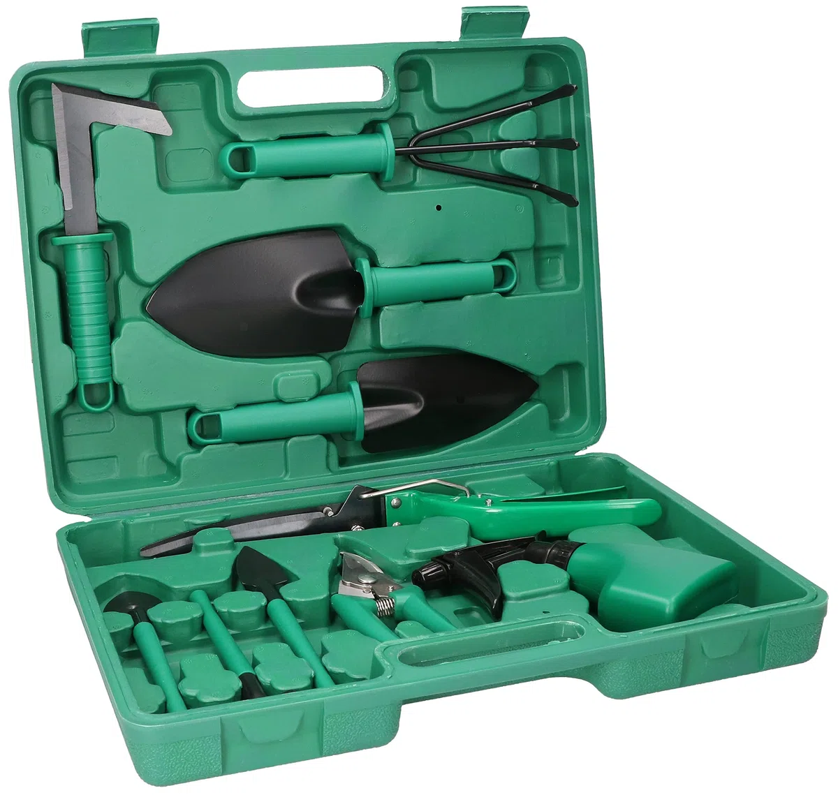 KOTARBAU® Set di 10 Attrezzi da Giardino Utensili da Giardinaggio raschietto Cazzuola con 3 denti Rastrello piccolo 4 denti Cesoie da Giardino Bottiglia Spray Spatola Appuntita Tagliasiepi in Acciaio