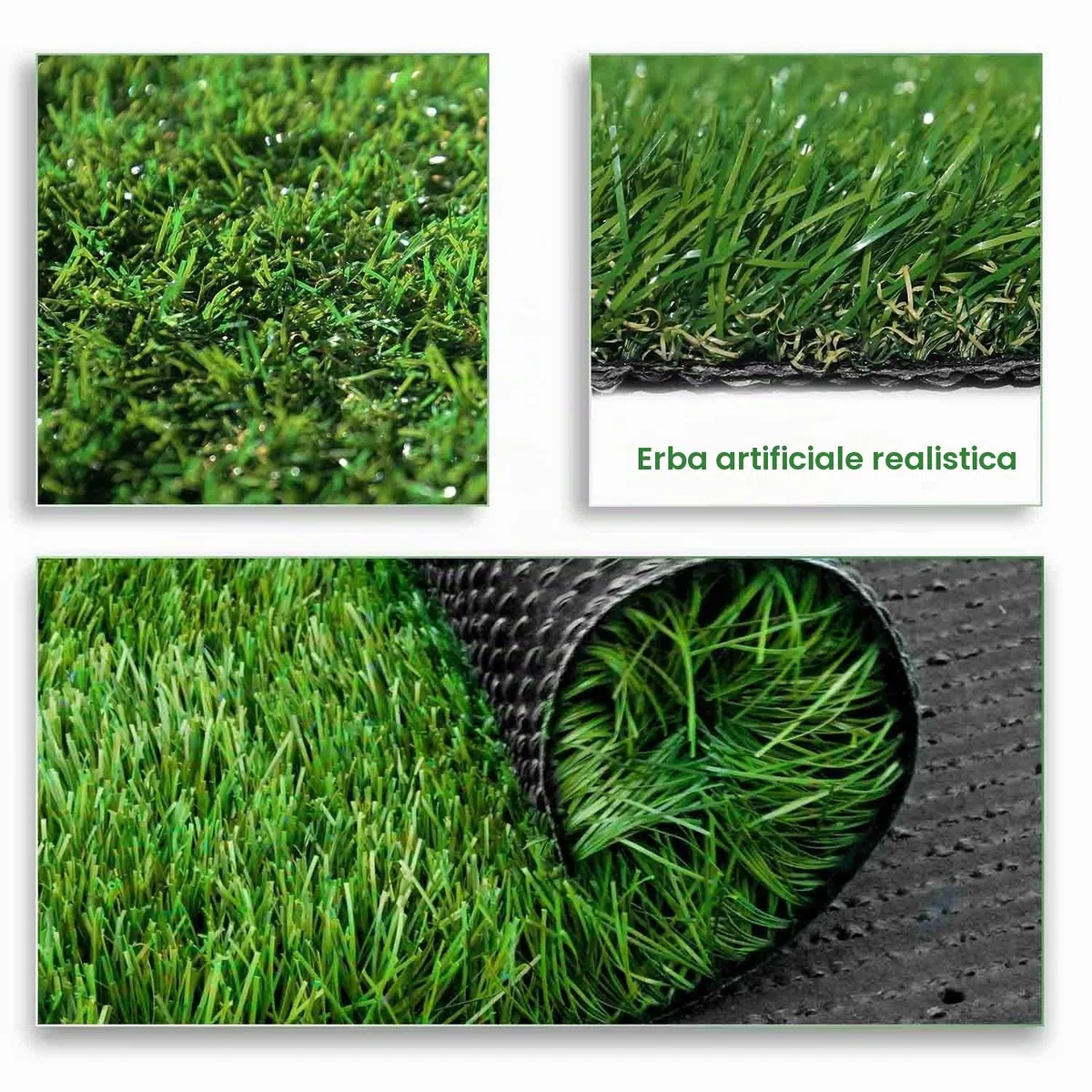 LITA Erba Artificiale Sintetica Premium Tappeto Erboso Altezza Pelo 20mm, Tappeto Erboso Sintetico Finto Faux ad Alta Densità, Dall'Aspetto Naturale e Realistico Prato Giardino per Animali Domestici