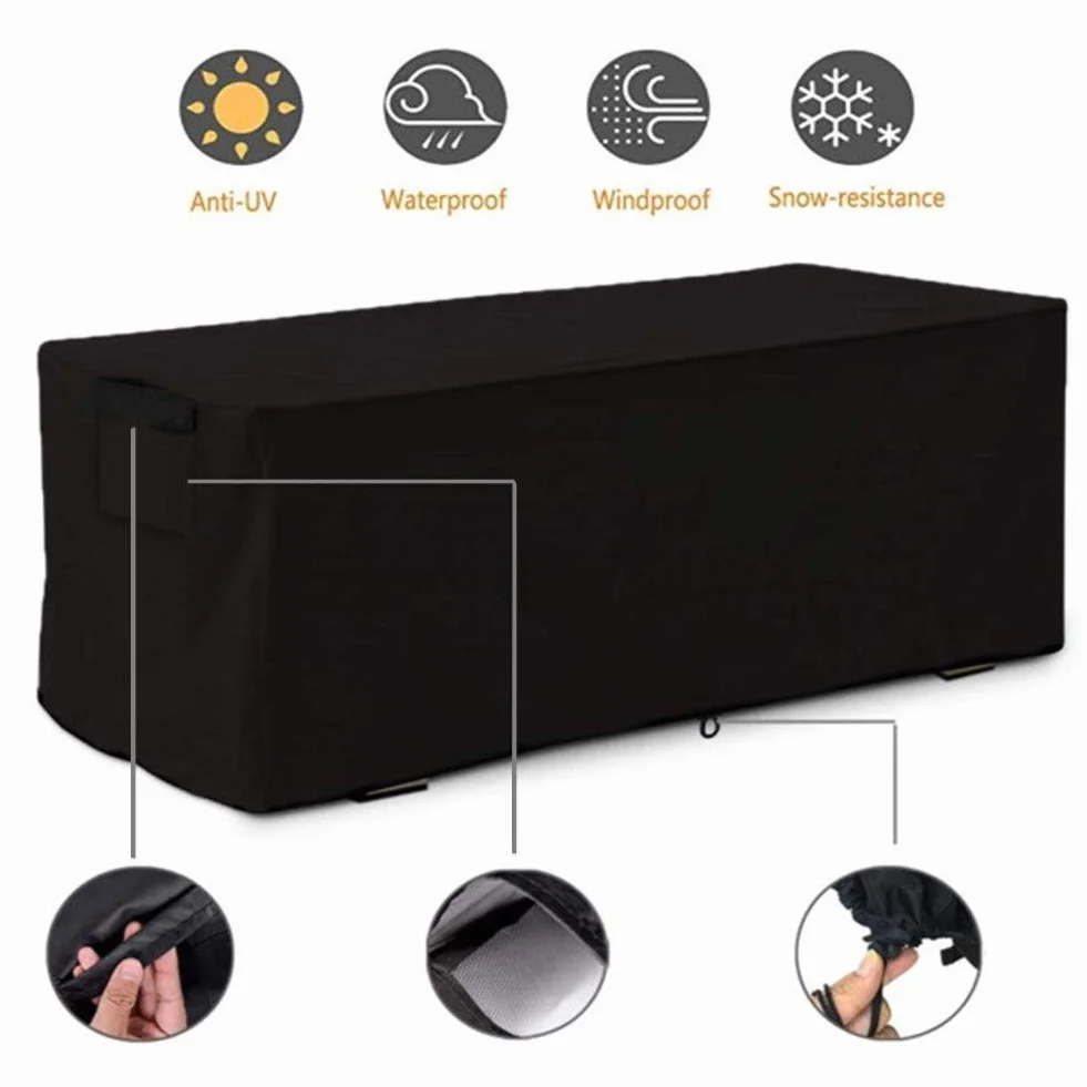 Copertura per Scatola di Immagazzinaggio per Esterni, Copertura per Scatola da Esterno UV Impermeabile Antipioggia per Esterni 123 * 62 * 55 cm per Giardino Cortile (Nero)