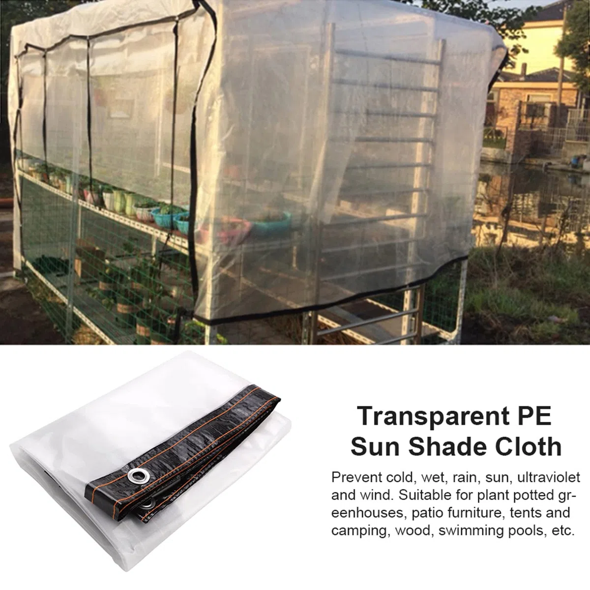 Telo di Copertura Impermeabile Trasparente da 1x5 M Telo di Plastica Resistente con Occhielli Telo di Copertura in Plastica Trasparente per Accessori per Serra(1x5m)