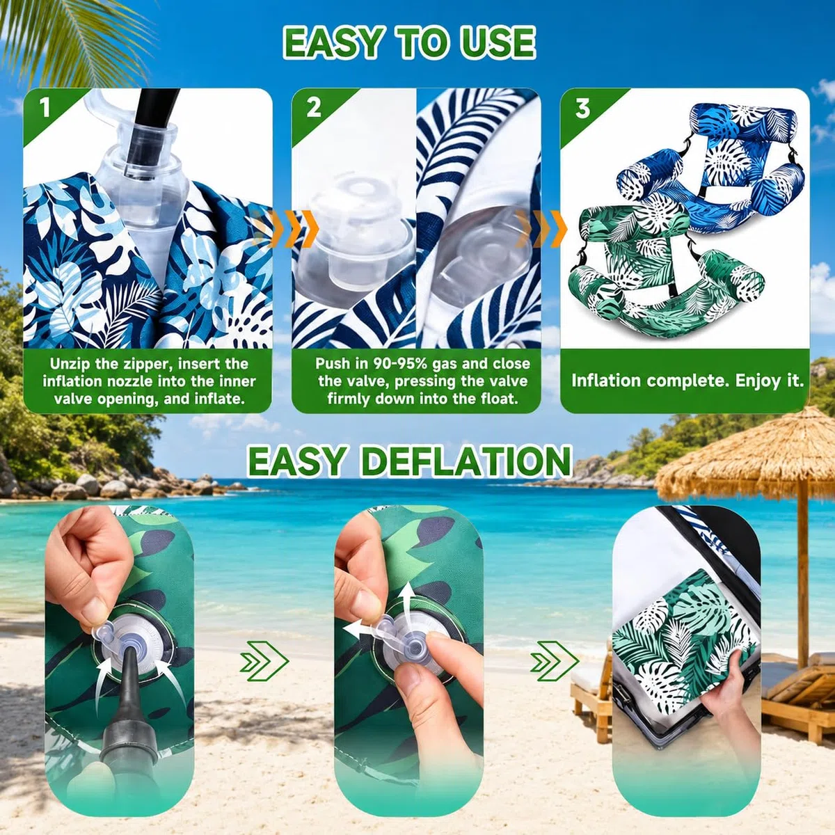 2 pezzi Sedia Galleggiant Gonfiabile, Sedia Gonfiabile da Piscina, Gonfiabili Per Piscina Adulti, Poltrona Piscina, per spiaggia, fiume, estate, interni, esterni e relax