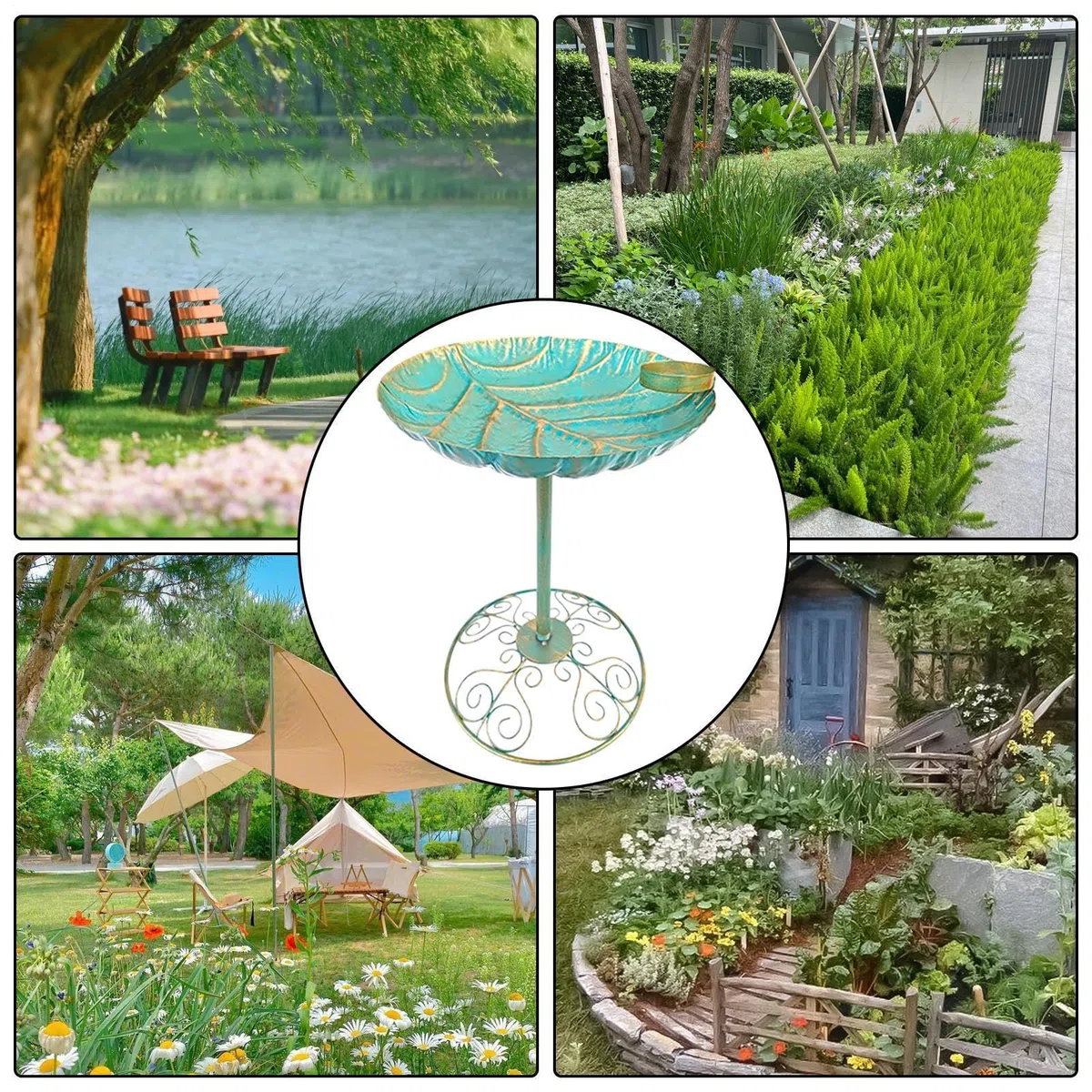Vasca Per Uccelli In Metallo Da Esterno | Fontane Antiche Per Giardino,Antiruggine con Fioriera Abbeveratoio da Giardino Decorazioni per Recinzione Portico Prato Cortile Terrazza Balcone