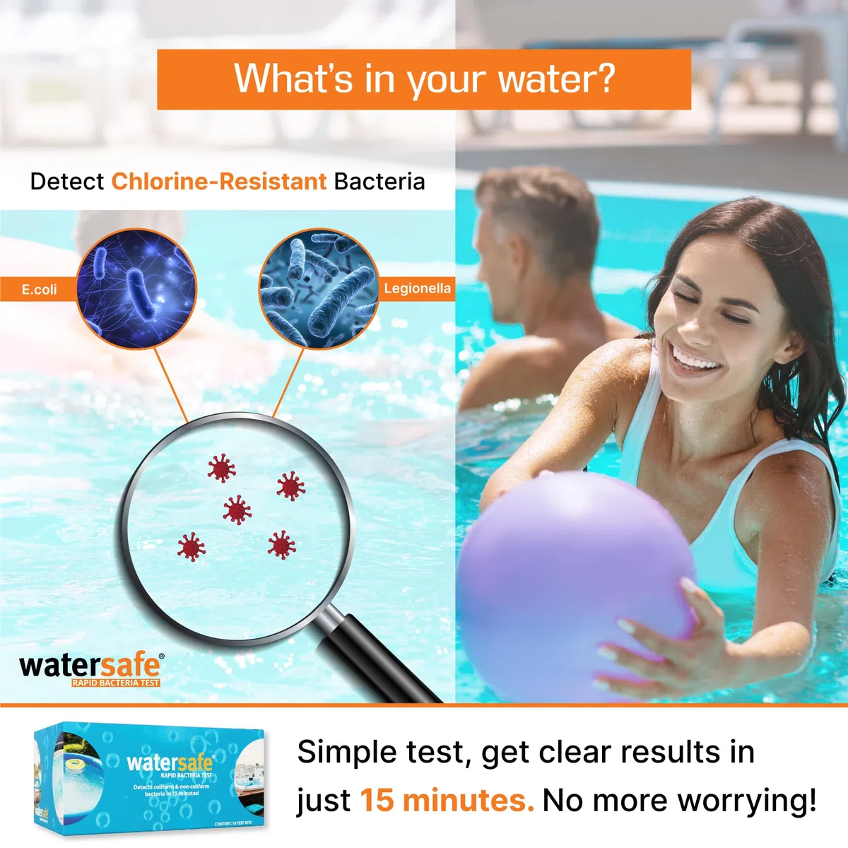 Strisce reattive per batteri per piscina e spa, confezione da 10