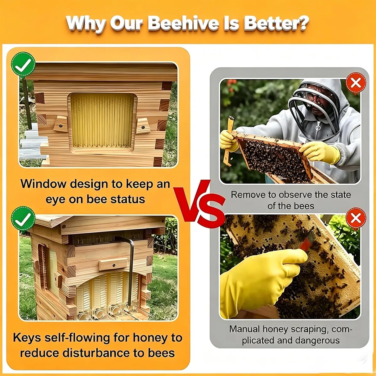 Arnia Flow Hive, Arnia Completa per Apicoltura, Materiali per Uso Alimentare, sistemas Raccolta Miele Semplice e Pulita, Versione migliorata, per Famiglie e Adulti