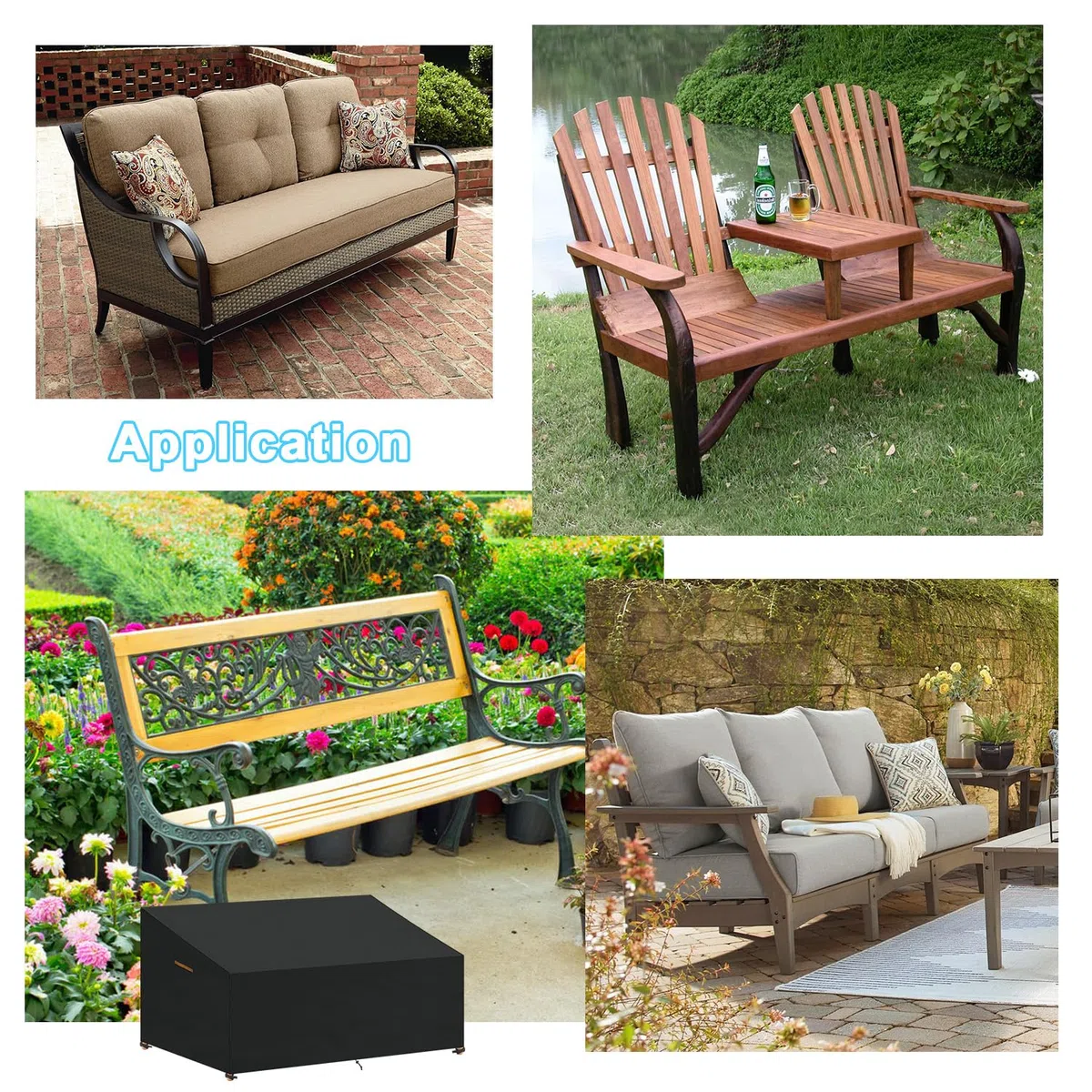 Copertura Divano Esterni 3 Posti Copridivano da Giardino, Telo Impermeabile Copri Divano da Esterno, Copertura Protettiva per Divano, Coperture per Panche da Giardino, 215x99x61/89cm