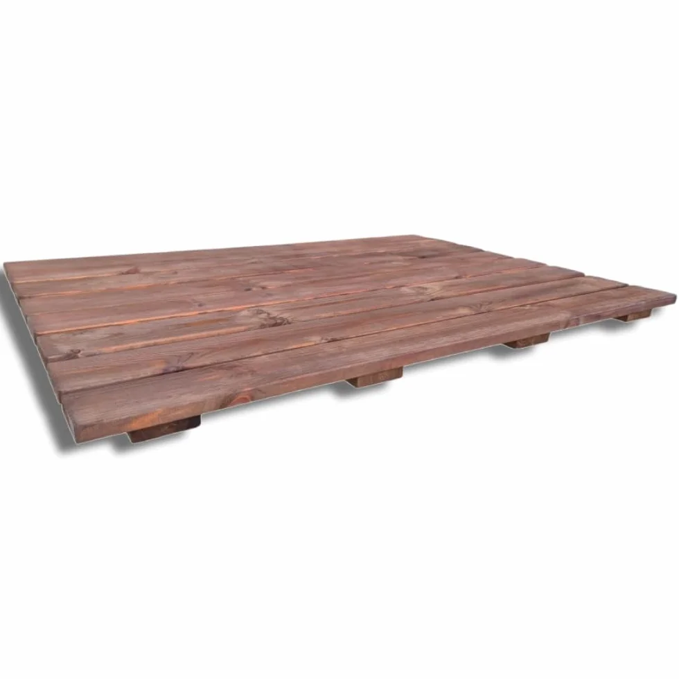 Pedana doccia antiscivolo 118x78 cm, in legno di pino impregnato, Colore Teak