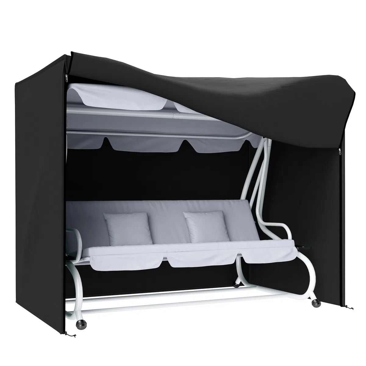 Outsunny Copertura per Dondolo da Giardino 3 Posti, Copertura Dondolo con Telo Impermeabile Anti UV, 220x125x172 cm, Nero