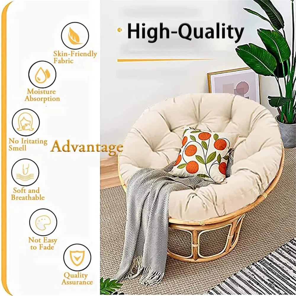 Morbuy Cuscino per Sedie sospese, Cuscino Poltrona Papasan Rotondo Spessa Comoda Seduta Traspirante Cuscino per Interno ed Esterno Giardino (80x80CM,verde chiaro)
