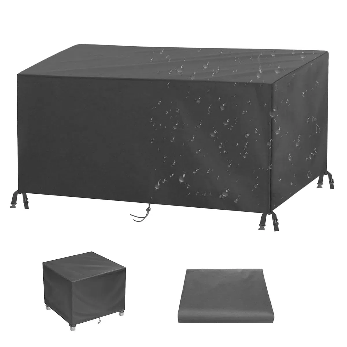 Piccola copertura quadrata per tavolo esterno impermeabile 120 x 80 x 60 cm/LxPxA Coperture per mobili da giardino 600D Anti-UV Set di mobili Copertura protettiva Antivento Anti-UV Rattan Divano Cover