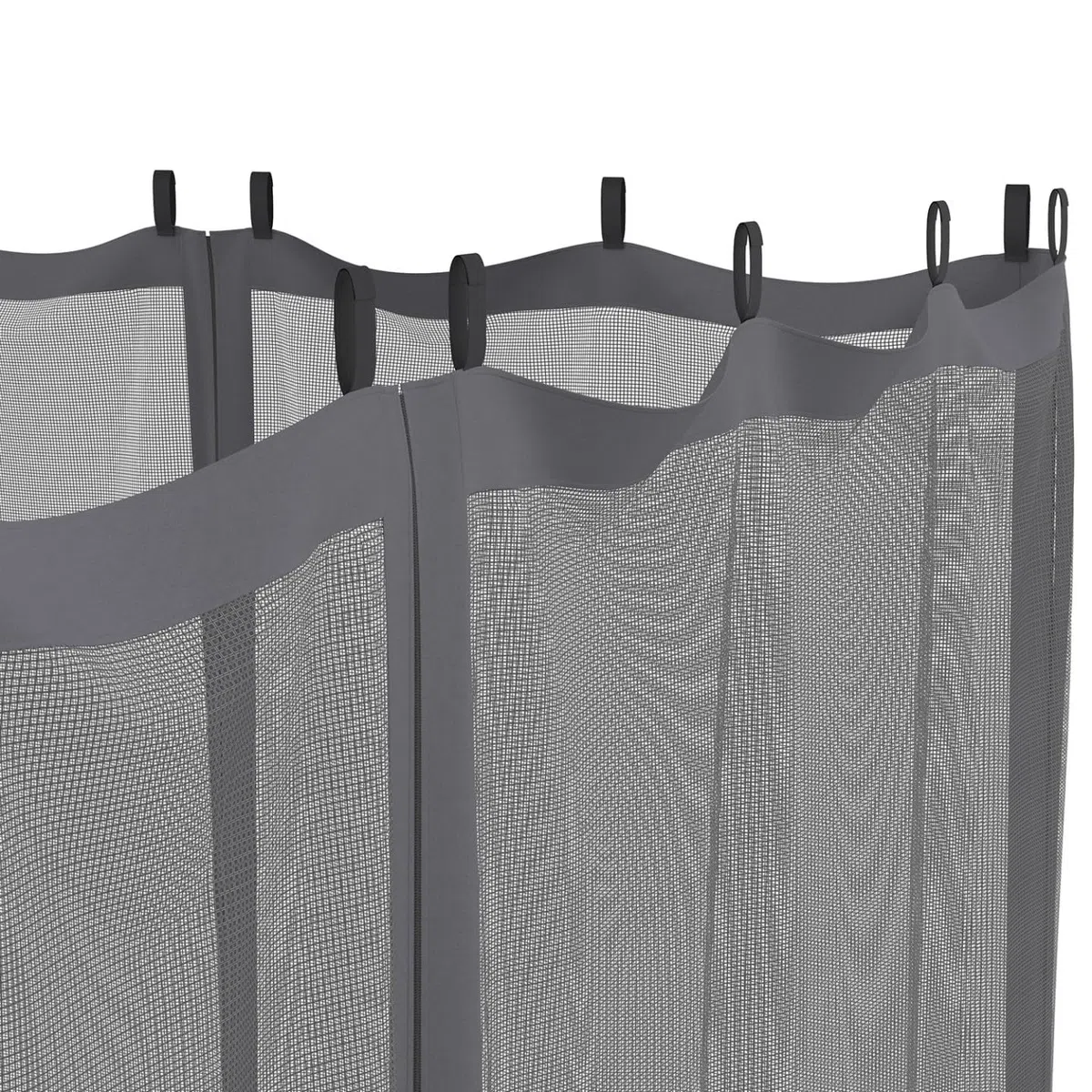 IDMarket - Set di 4 zanzariere 3x4 Grigie con Cerniera per pergola + Ganci