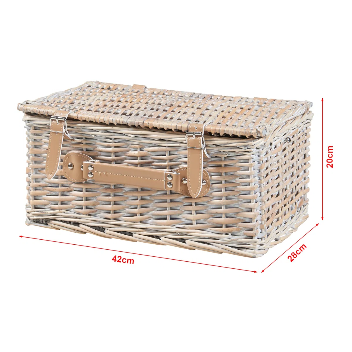 casa.pro Cestino da Picnic per 4 Persone Valigia in Rami di Salice Set da Picnic Incluso Piatti Posate Bicchieri Cavatappi Tessuto a Righe Bianco/Blu 40 x 28 x 20 cm