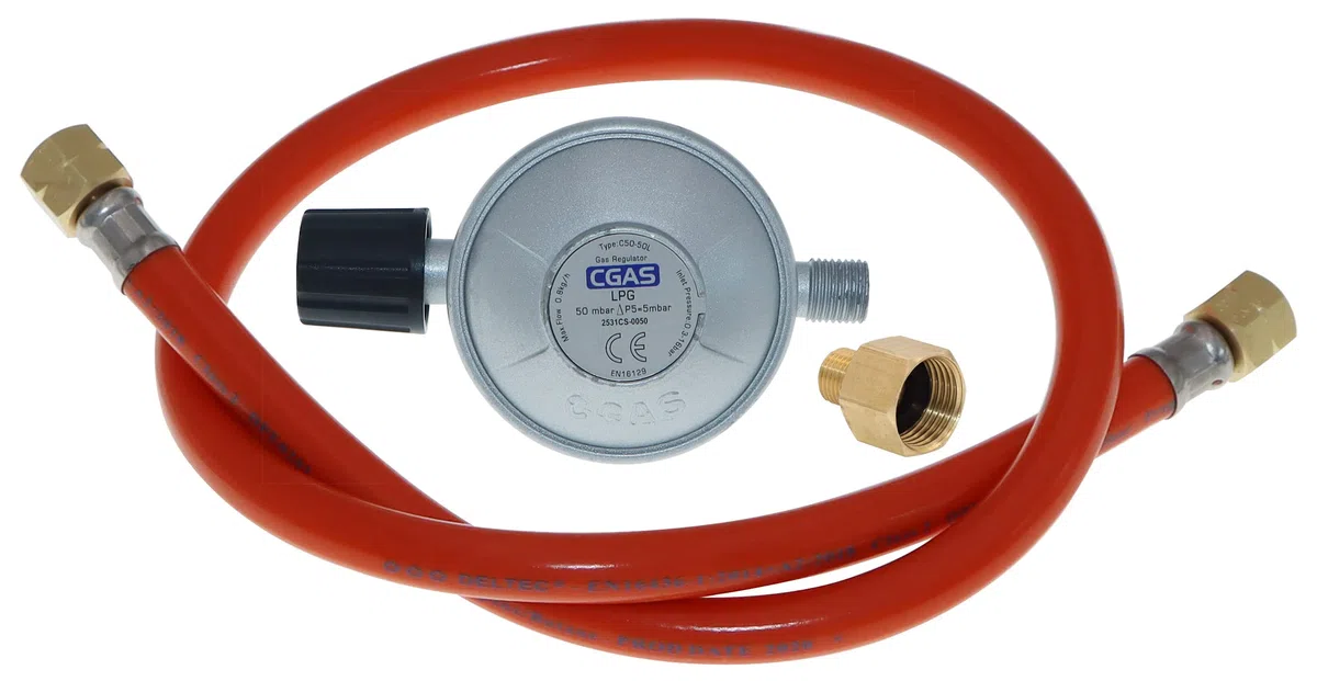 METER STAR Bottiglia di gas propano da 1LB e piccolo contenitore di butano - Set di regolatori regolabili con tubo da 80 cm, filettatura sinistra G1/4 pollici e filettatura universale girevole Flare