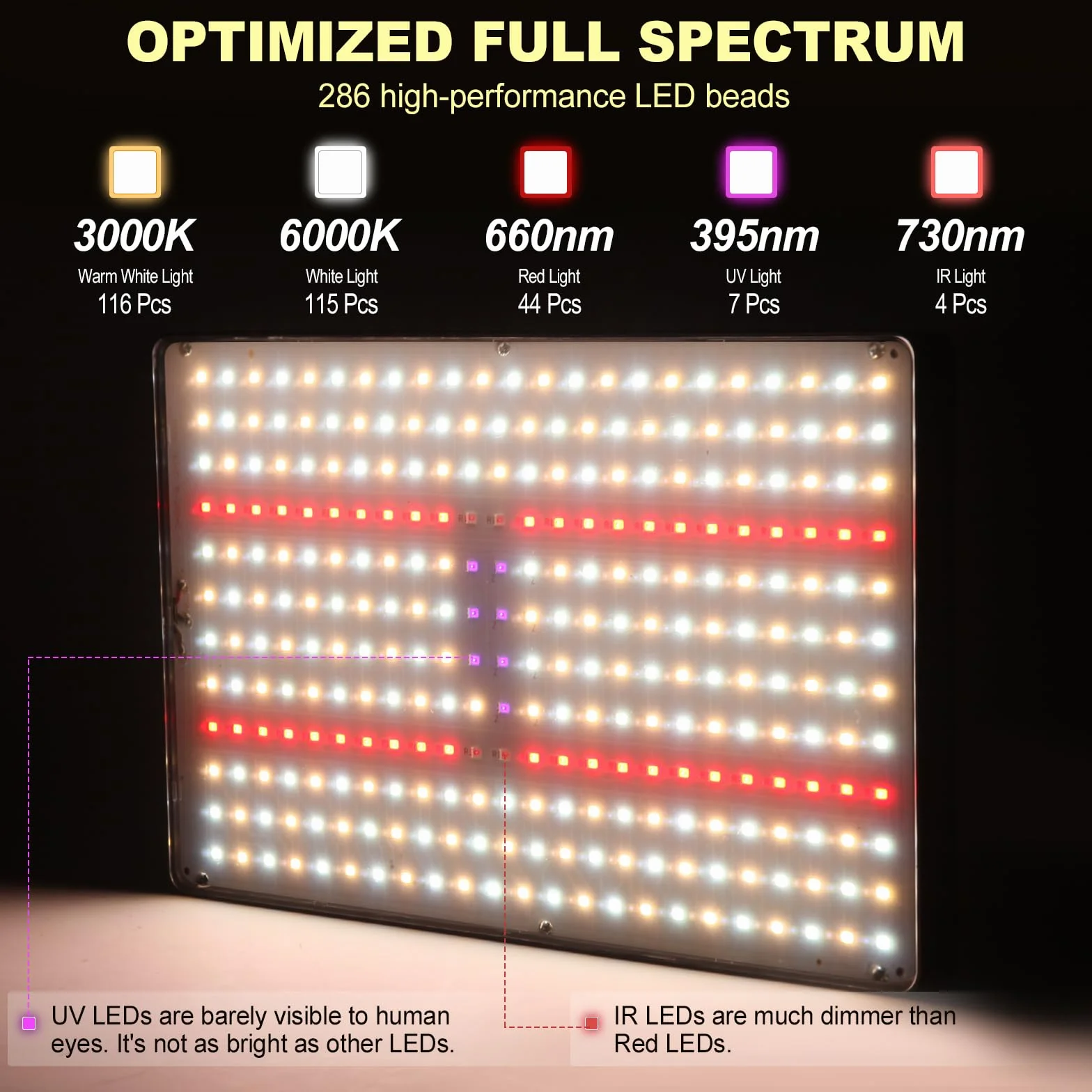 MICCYE Lampada per Piante 286 LEDs Dimmerabile Luce di Coltivazione a UV-IR Spettro Completo con Timer 4/8/12 Ore Lampada da Coltivazione con Treppiede Grow Light