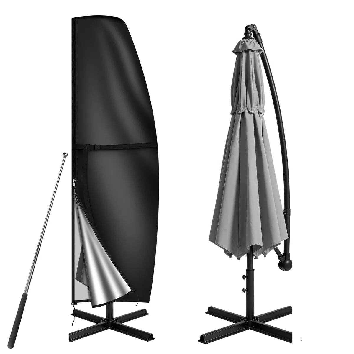 Copri per Ombrellone da Esterno – Copertura Ombrellone da Giardino Impermeabile in Tessuto 420D, Telo Copriombrellone Universale per Ombrelloni da 2m a 4m, Dimensioni Multiple: 265X40/70/50cm