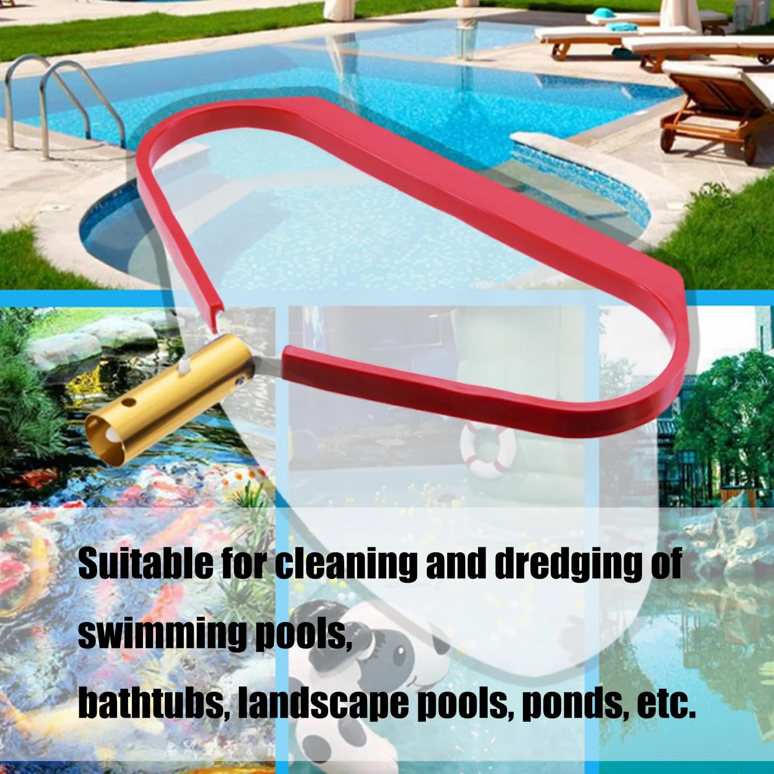 Retino per la pulizia della piscina e rastrello per la rimozione efficiente delle foglie, retino durevole per piscine, facile da usare, strumento per la pulizia delle foglie