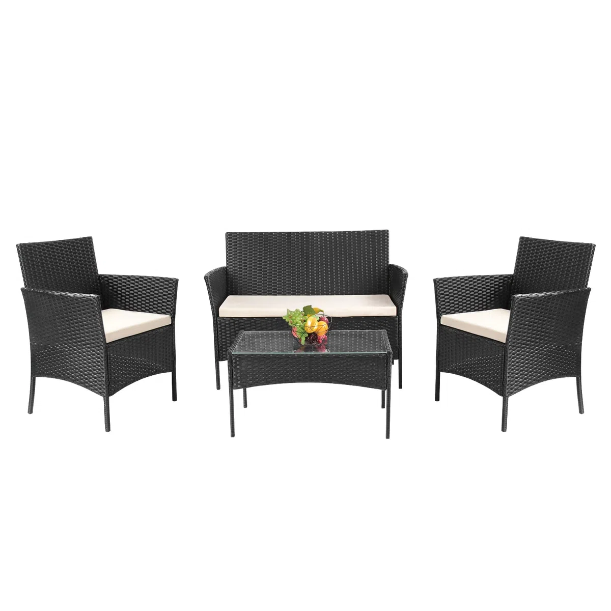 bigzzia Set da giardino con tavolo da esterno e sedie in resina intrecciata effetto rattan per giardino e balcone