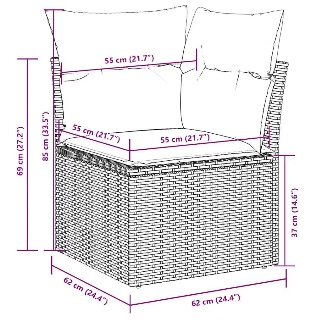 vidaXL Set Divano da Giardino 6pz con Cuscini Grigio Chiaro Polyrattan