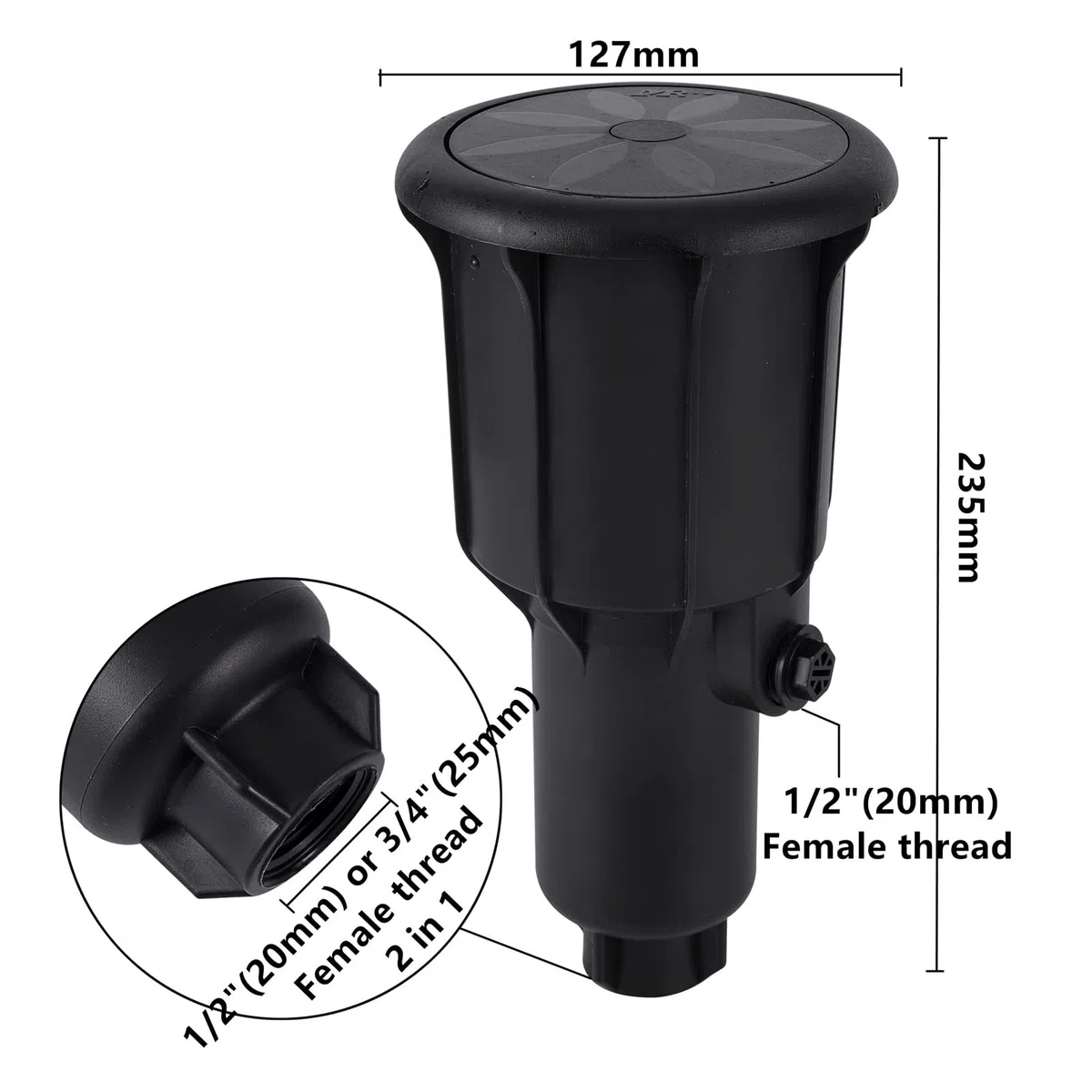 Irrigazione Dripper Irrigazione Giardino Spruzzatore Pressione Acqua 360 Gradi Rotazione Irrigazione Pop-up Testa Spruzzatore 1/2 "3/4" Spruzzatore Integrato Prato