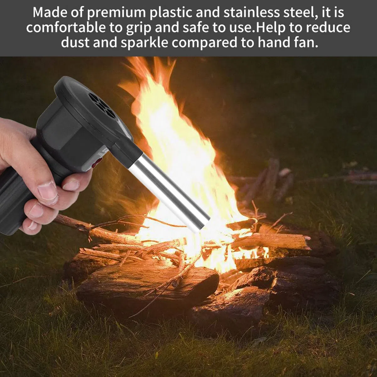 Ventilatore portatile per barbecue alimentato a batteria: uno strumento di accensione facile da usare, perfetto per campeggio all'aperto, barbecue e picnic.
