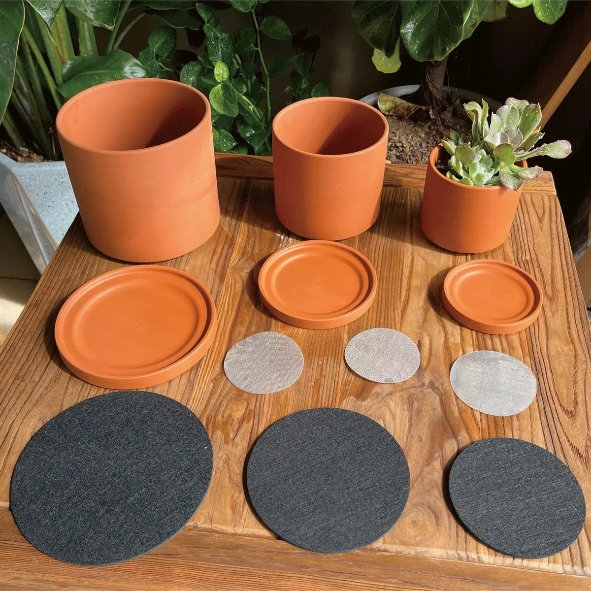 D'vine Dev Vasi in terracotta per piante, 10,7 cm, 14,5 cm, 14,5 cm, vaso per piante grasse con drenaggio e piattino, 40-A-T-1