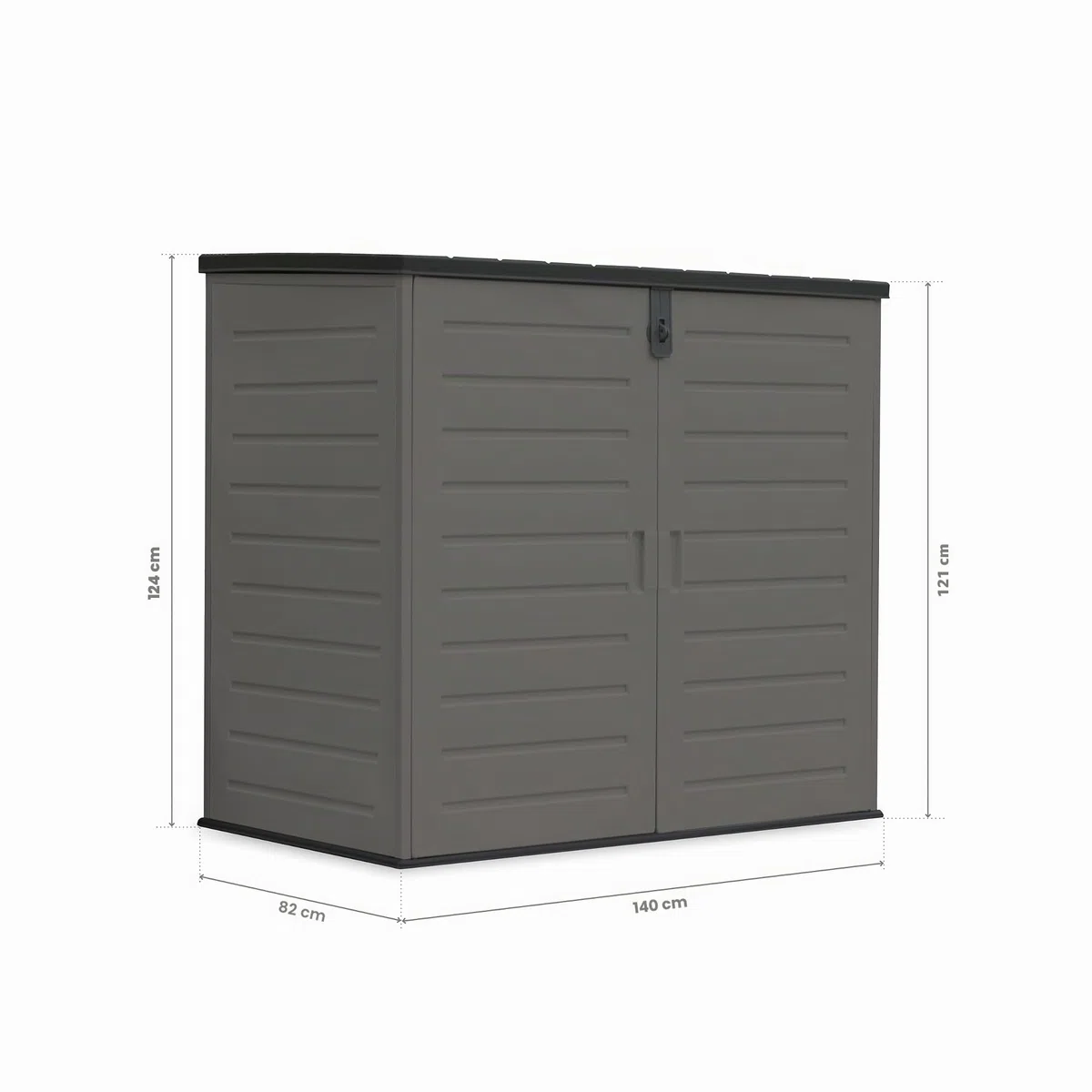 Wasabi - Armadio da Esterno in Resina 1170L – 140x82x124cm – Pavimento Incluso - Porta Doppia e Coperchio Ribaltabile – Struttura in Metallo – Pannelli in Polipropilene – Chiusura con Catenaccio