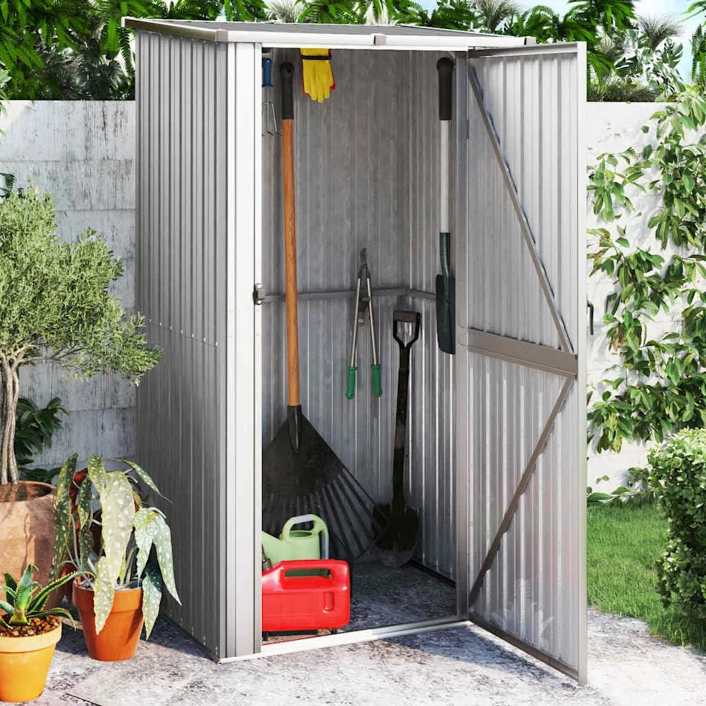 vidaXL Capanno da Giardino Grigio 118,5x97x209,5 cm in Acciaio Zincato