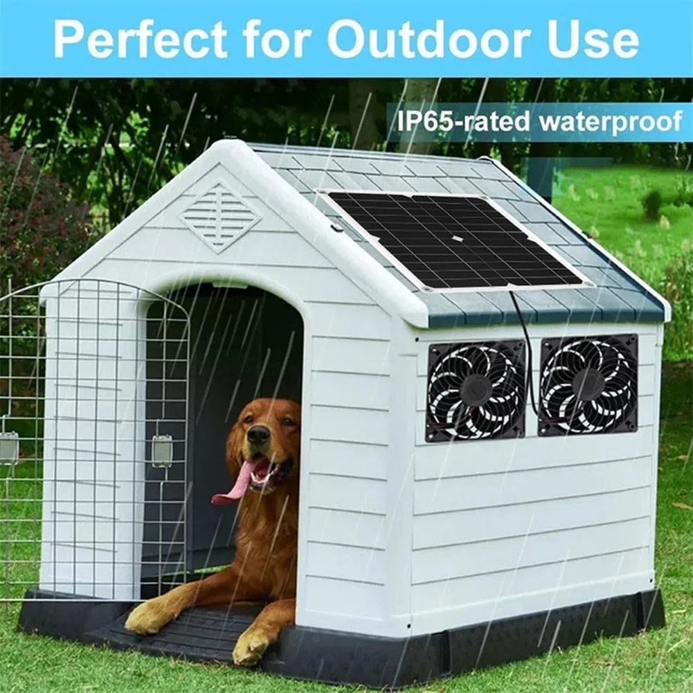 Solar Powered Ventilazione Fan Kit 100W Alta Circolatore D'aria Impermeabile Lega di Alluminio Per Serra Pollo Cane Kennel Nero
