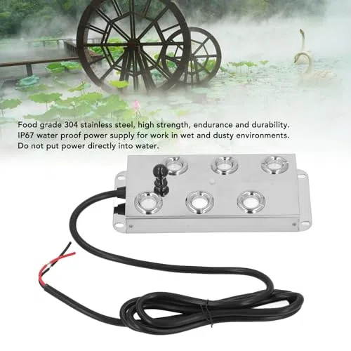 Hyuduo Nebulizzatore ad Ultrasuoni 12 Teste, 4500 ml/h, IP67, Acciaio Inossidabile 304, per Fontana Laghetto Giardino Esterno