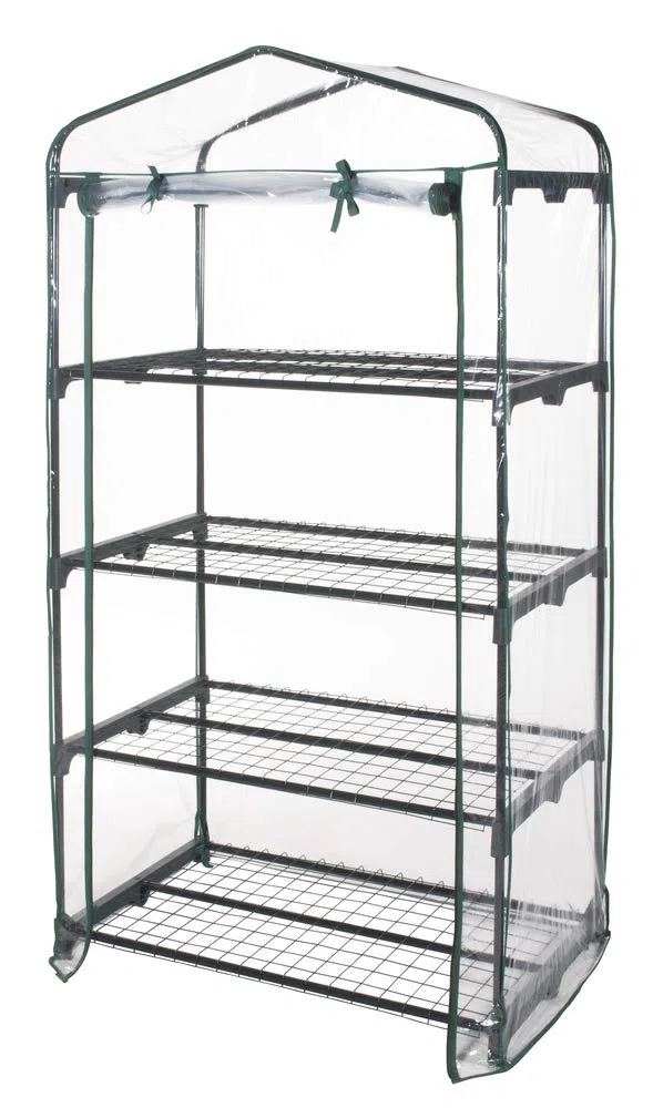 VERDELOOK Serra a 4 Ripiani in Acciaio Verniciato con Telo in PVC, 91x49x162 cm
