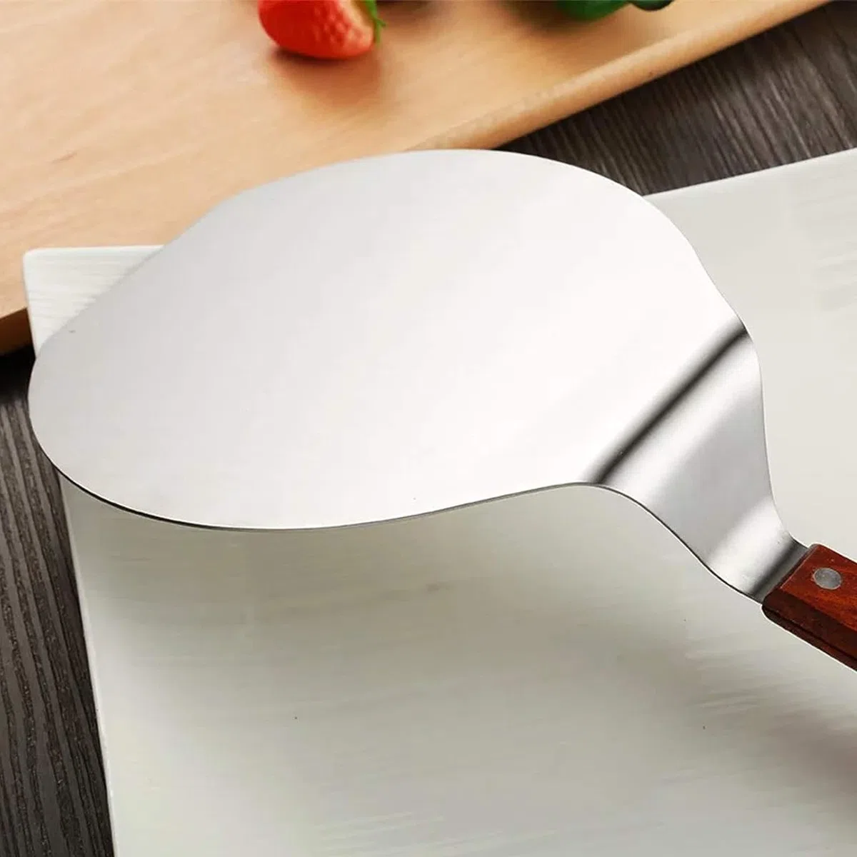 Pala per Pizza, Paletta per Pizza con Manico in Legno e Vassoio di Metallo in Acciaio Inossidabile per Pizze Fatte in Casa, Manico Pala Pizza, per Gualsiasi Esterno o Interno Pizza Grill Forno