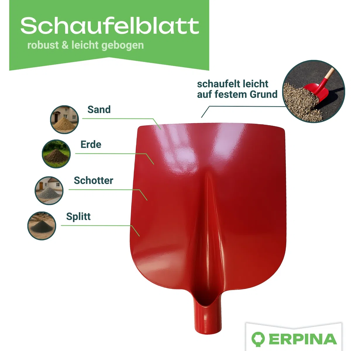 3 palette Holsteiner 27 x 25 cm con manico rosso – Robusta lama in acciaio di qualità per giardino, costruzione e agricoltura – La dimensione 5 è ideale come scocca per sabbia, ghiaia e divisione